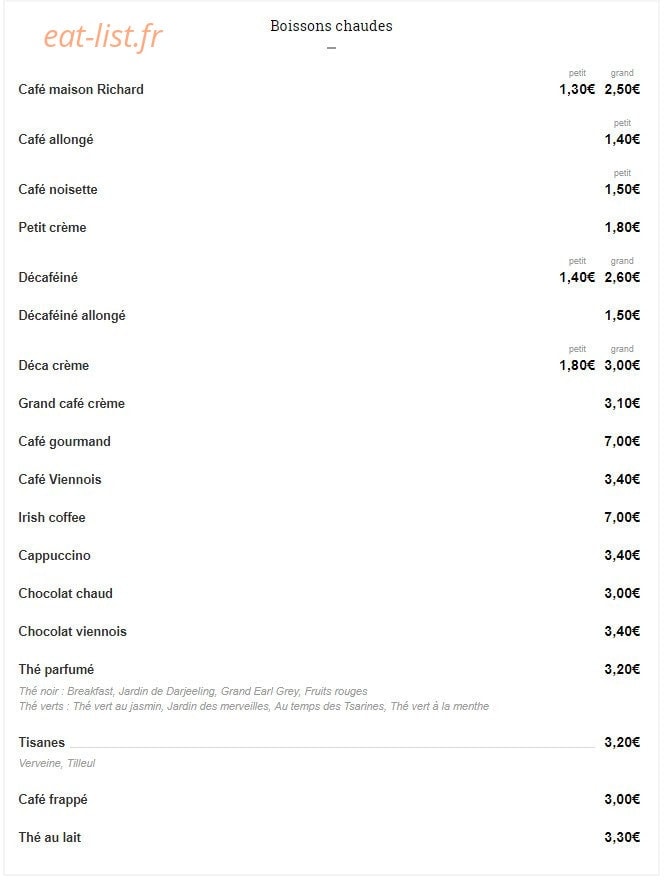 Le Comptoir de La Licorne — carte page 15