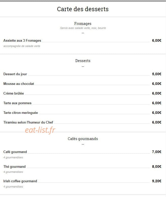 Le Comptoir de La Licorne — carte page 9