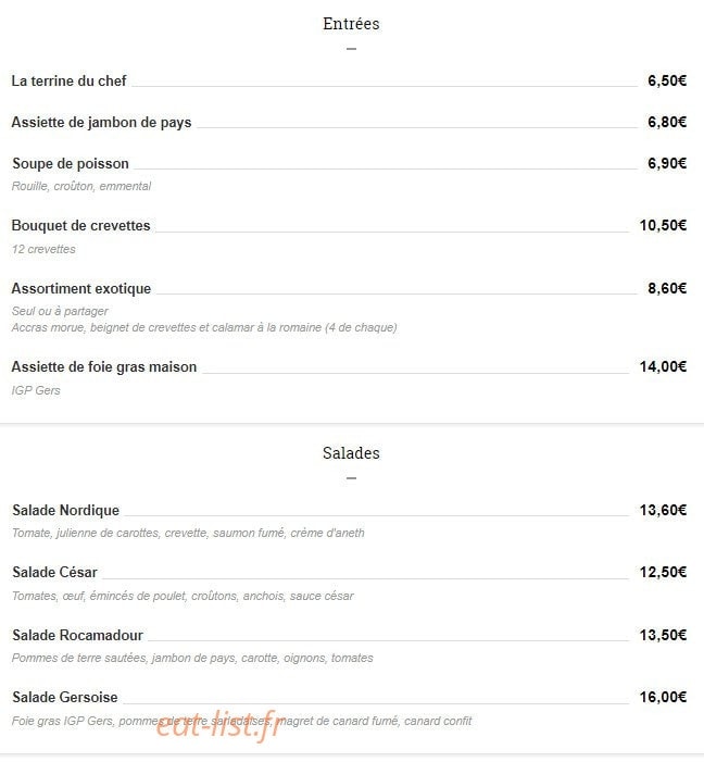Le Comptoir de La Licorne — carte page 2