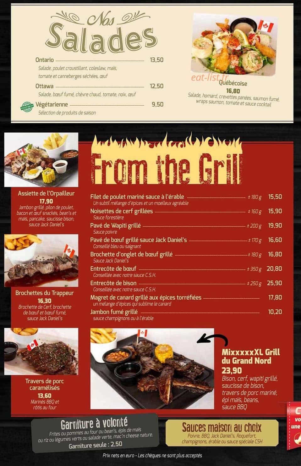 Canadian Steak House — carte page 4