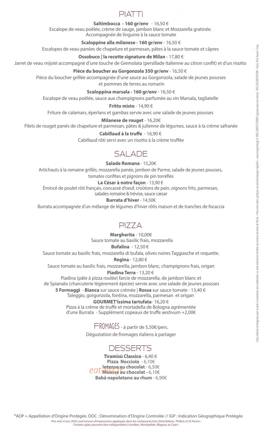Il Ristorante — carte page 2