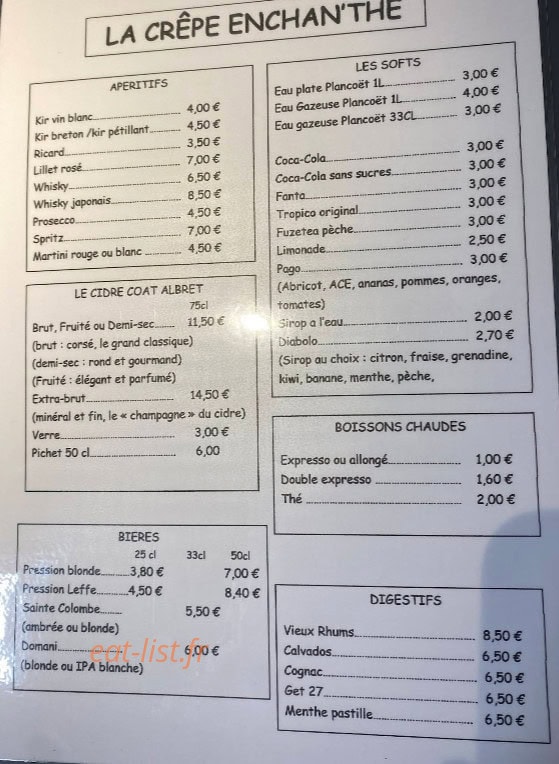 La Crêpe Enchan'thé — carte page 3