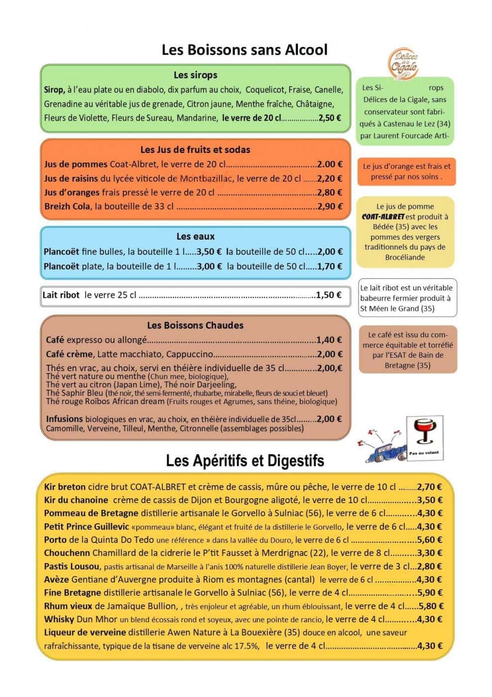 Chez Loïc et Compagnie — carte page 5