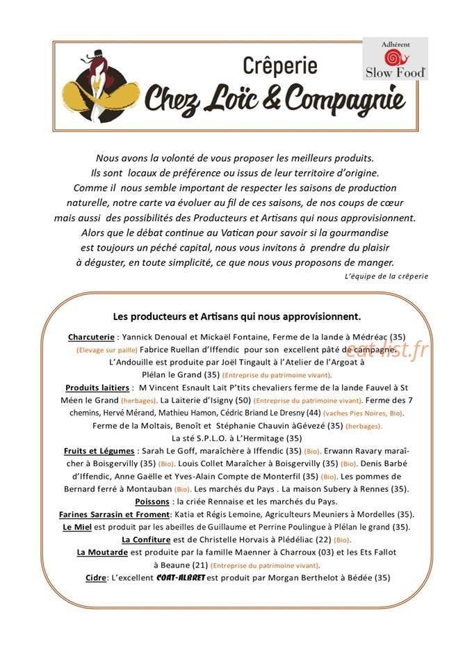 Chez Loïc et Compagnie — carte page 1