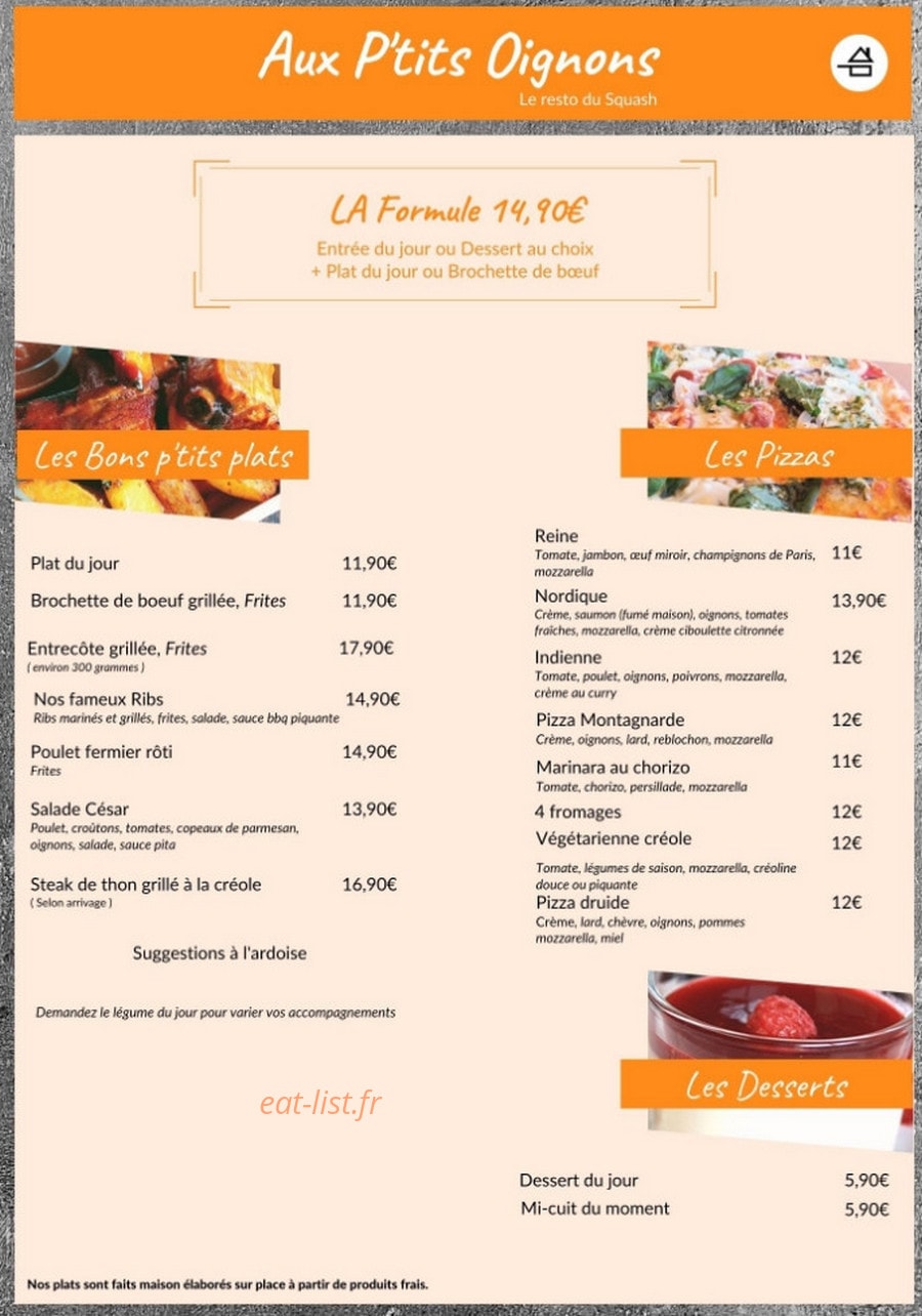 Aux P'tits Oignons — carte page 1