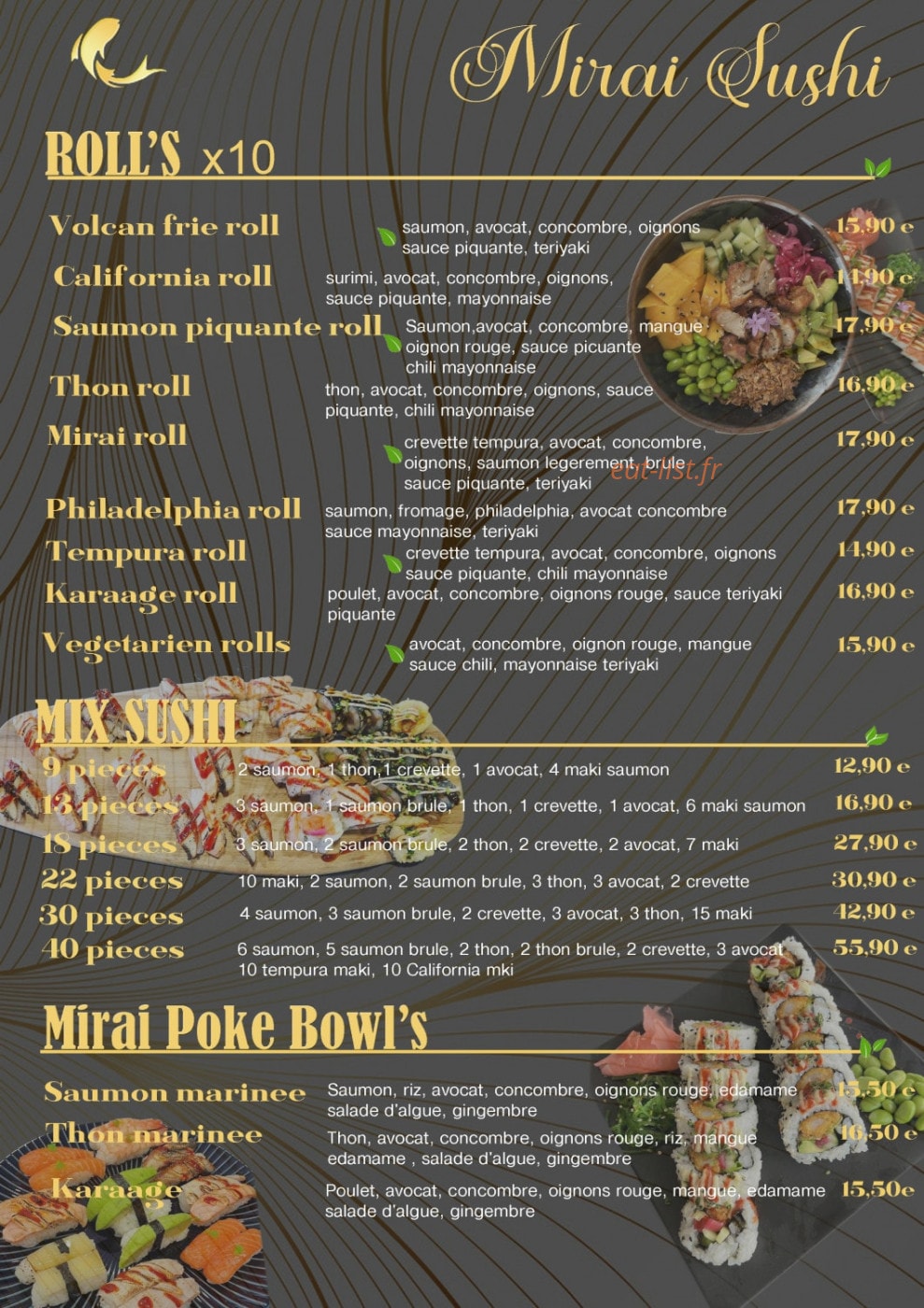 Mirai Sushi — carte page 1