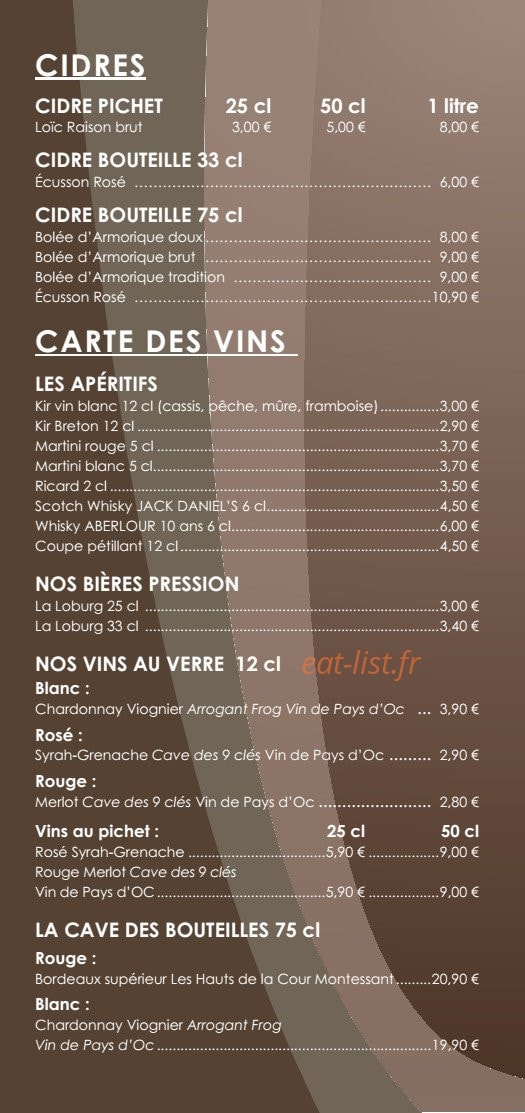 Crêperie du Marché — carte page 2