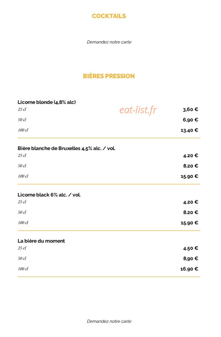 La Taverne — carte page 25