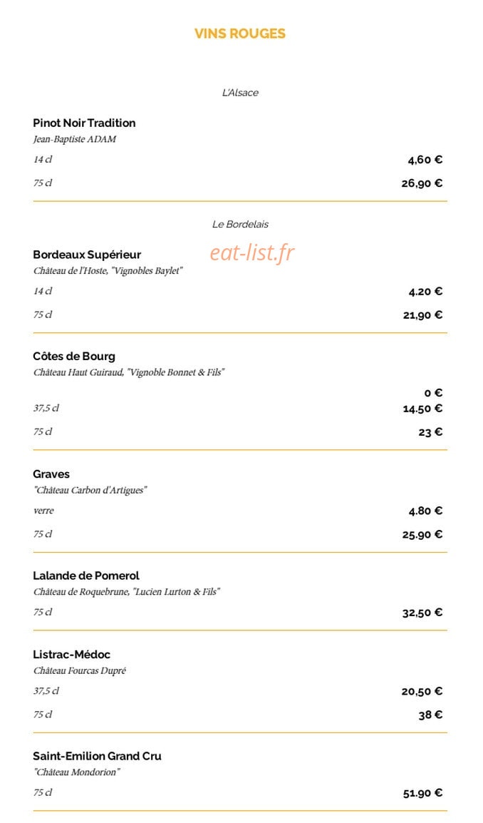 La Taverne — carte page 20