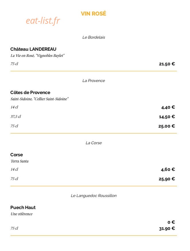 La Taverne — carte page 19