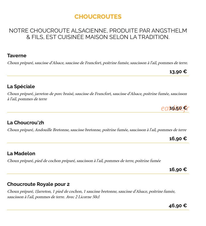 La Taverne — carte page 8