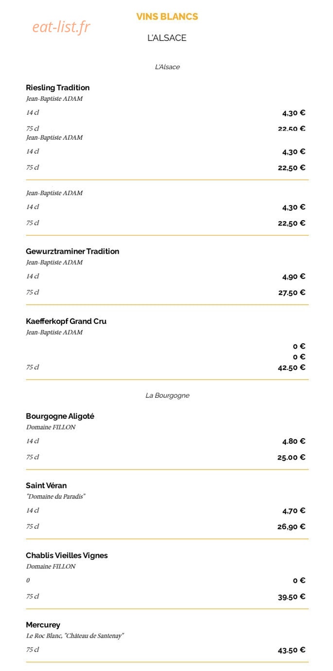 La Taverne — carte page 17