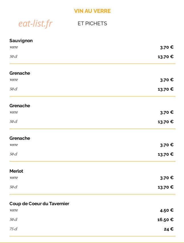 La Taverne — carte page 31