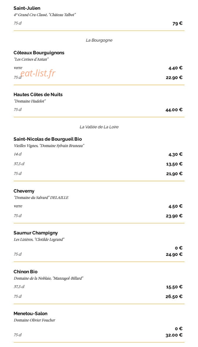 La Taverne — carte page 21