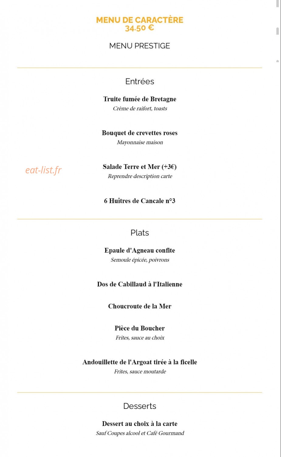 La Taverne — carte page 14