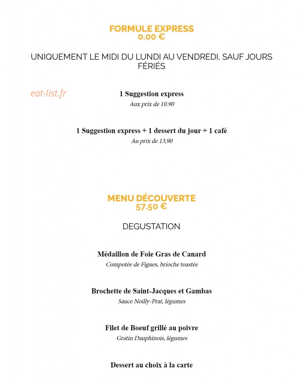 La Taverne — carte page 16