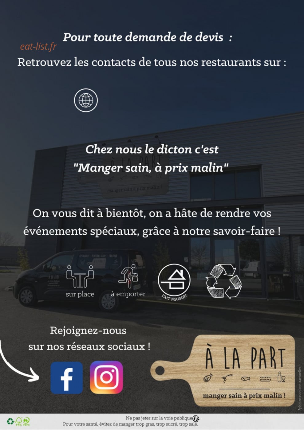 À La Part — carte page 15