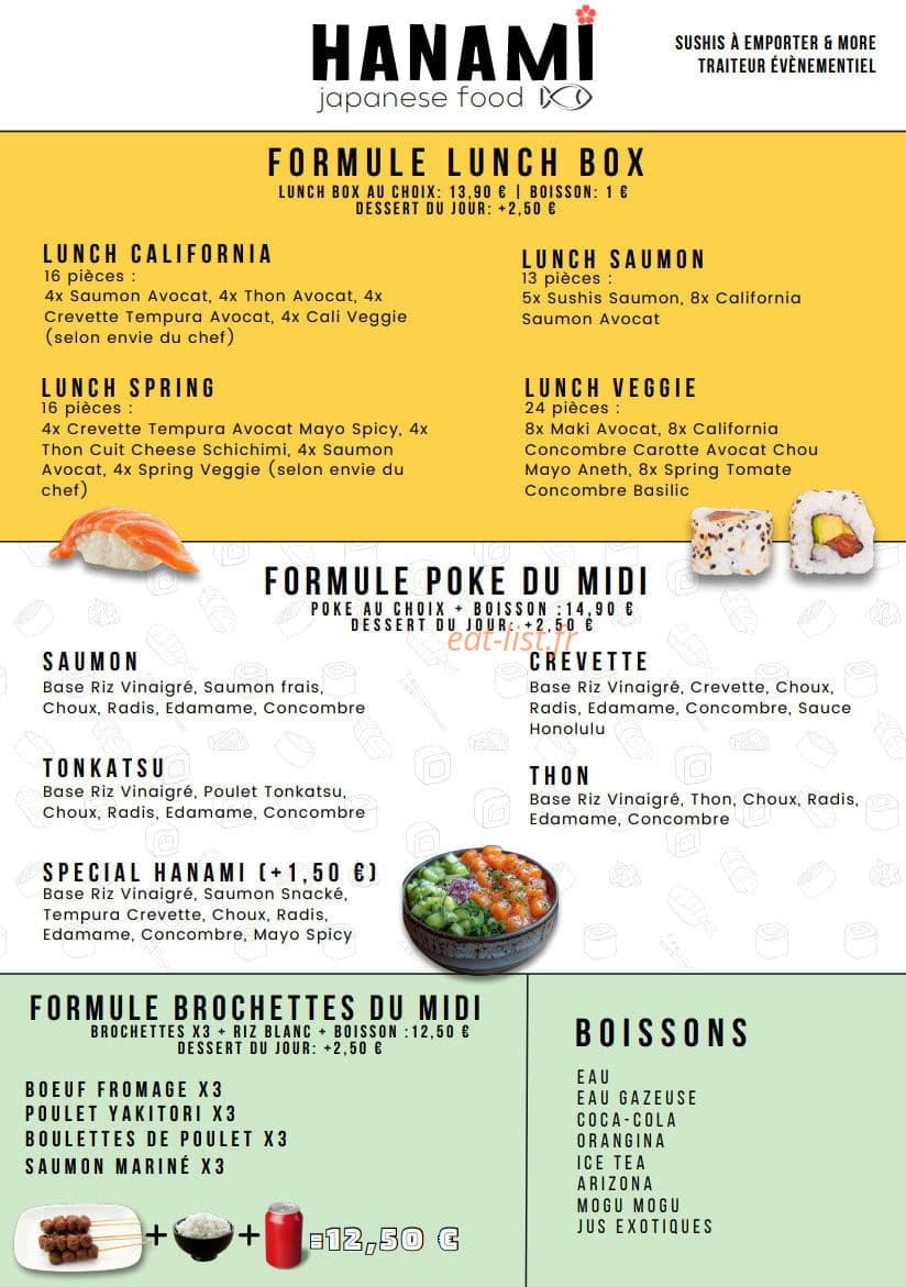 Hanami Sushi — carte page 3