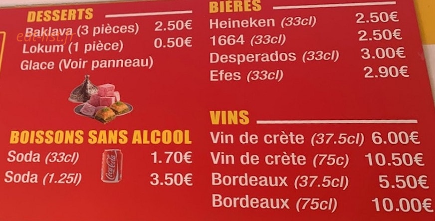 Anatolie Kebab — carte page 3