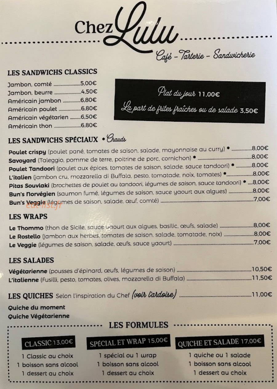 Chez LuLu — carte page 1