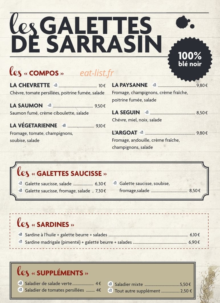 Crêperie du Roy — carte page 2