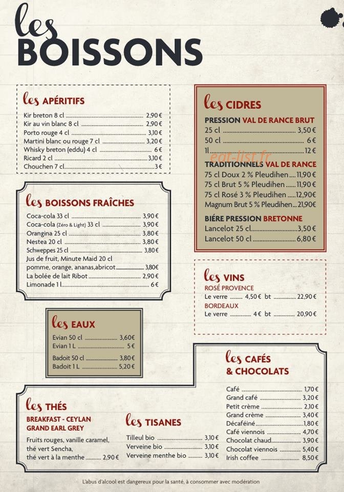 Crêperie du Roy — carte page 1