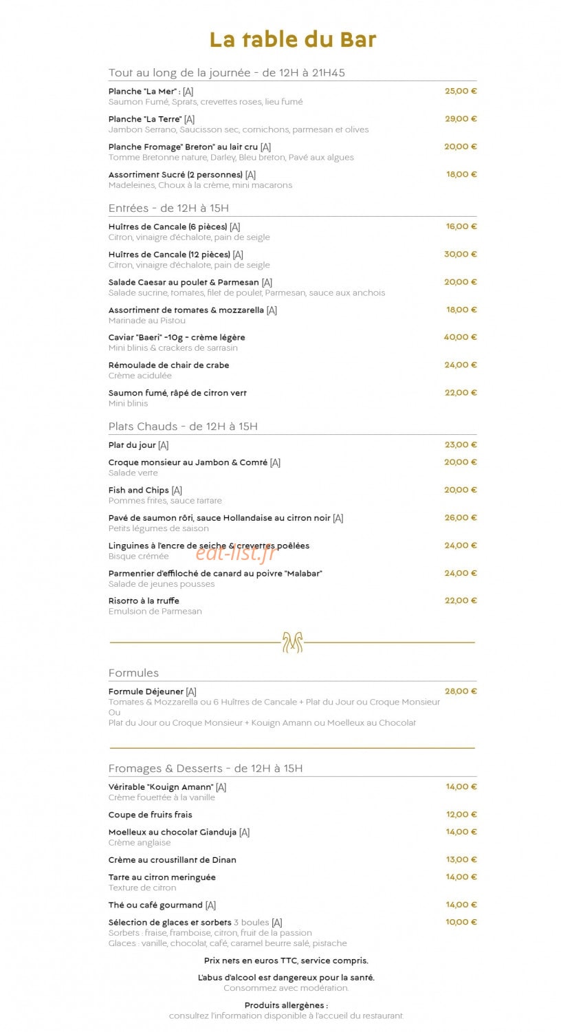 Le 333 Café — carte page 1