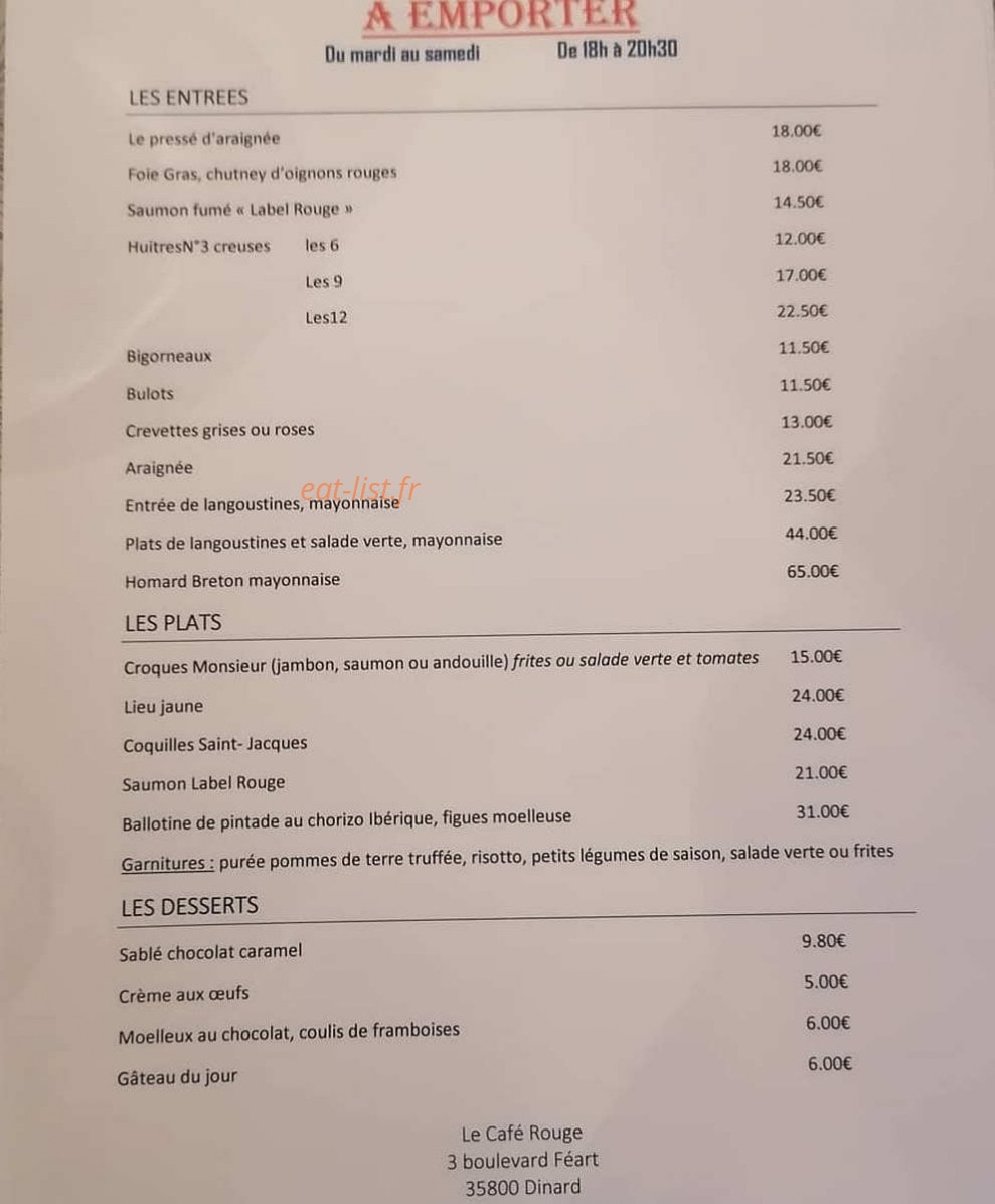 Le Café Rouge — carte page 1