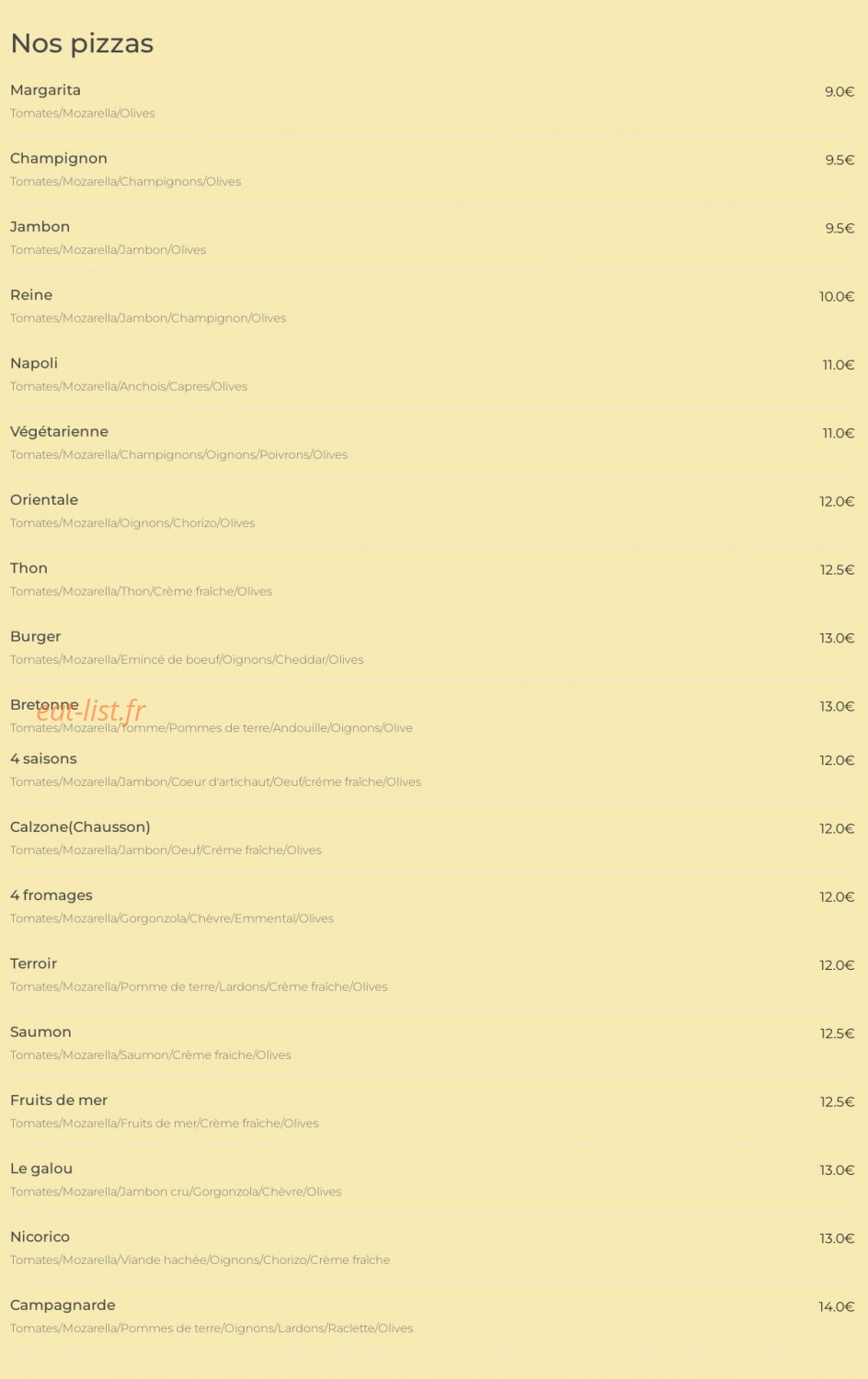 Le resto de Nico — carte page 1