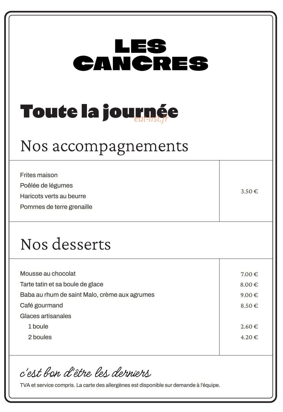 Les Cancres — carte page 3