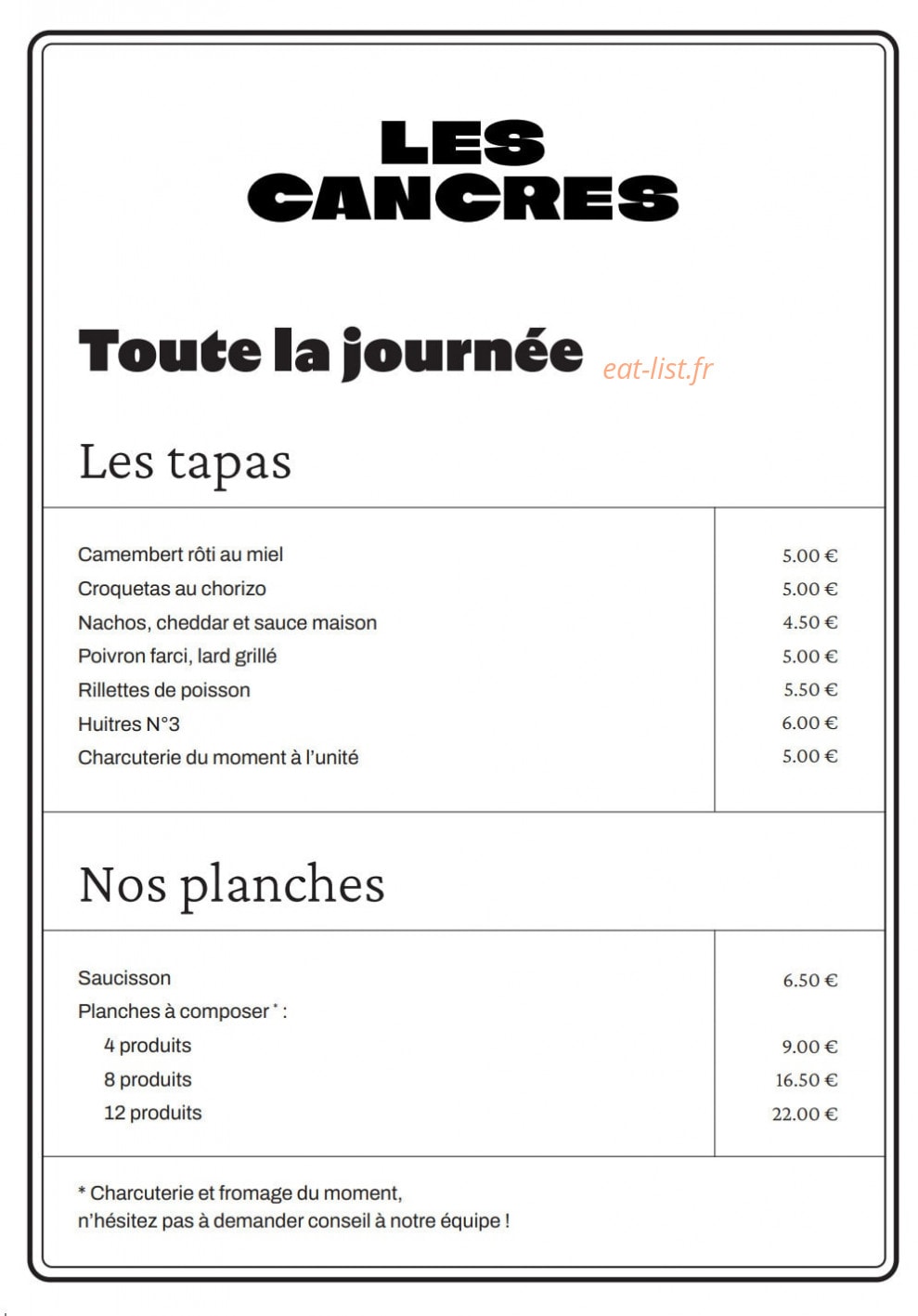Les Cancres — carte page 2
