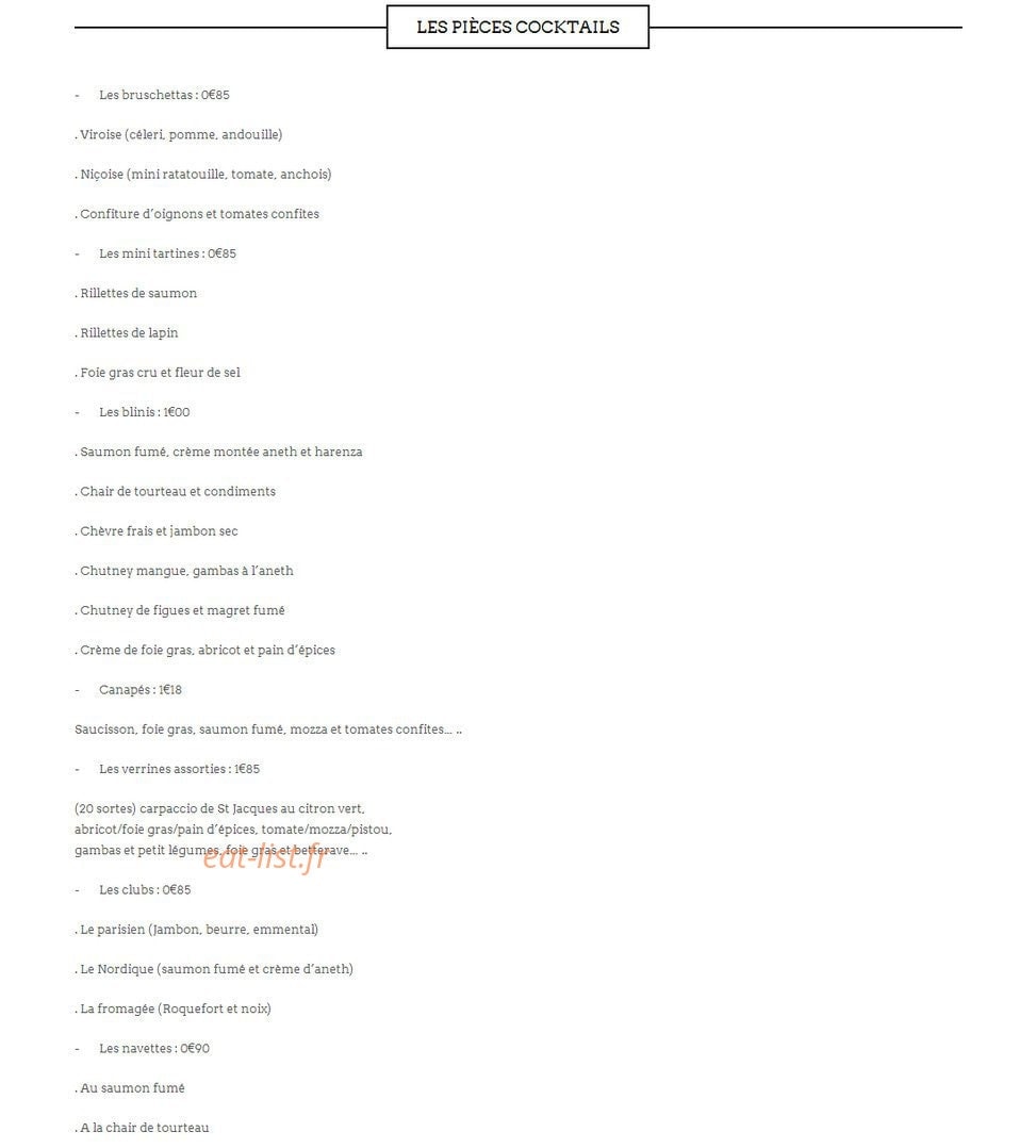 Ruellan Traiteur — carte page 1