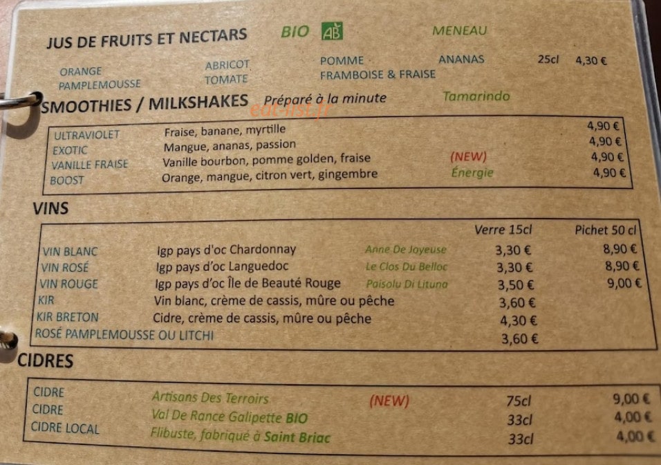 Pizza du Lion — carte page 1