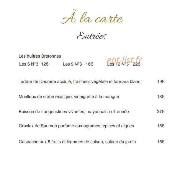 Restaurant du Décollé — carte page 1