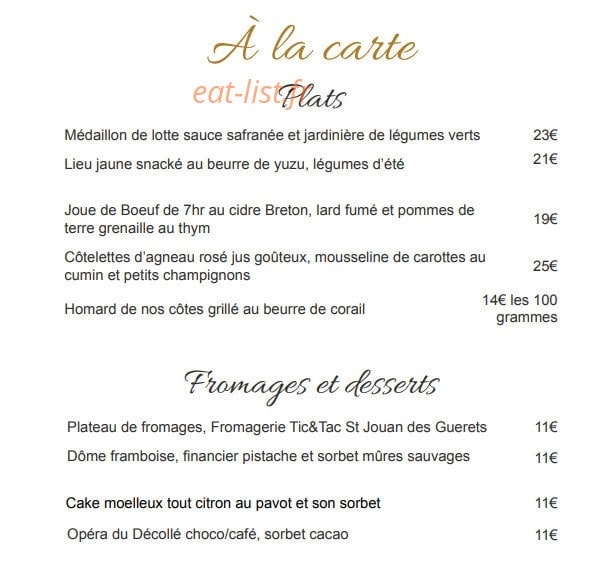 Restaurant du Décollé — carte page 2