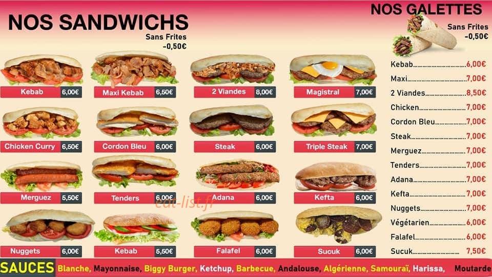 Azad Kebab — carte page 1