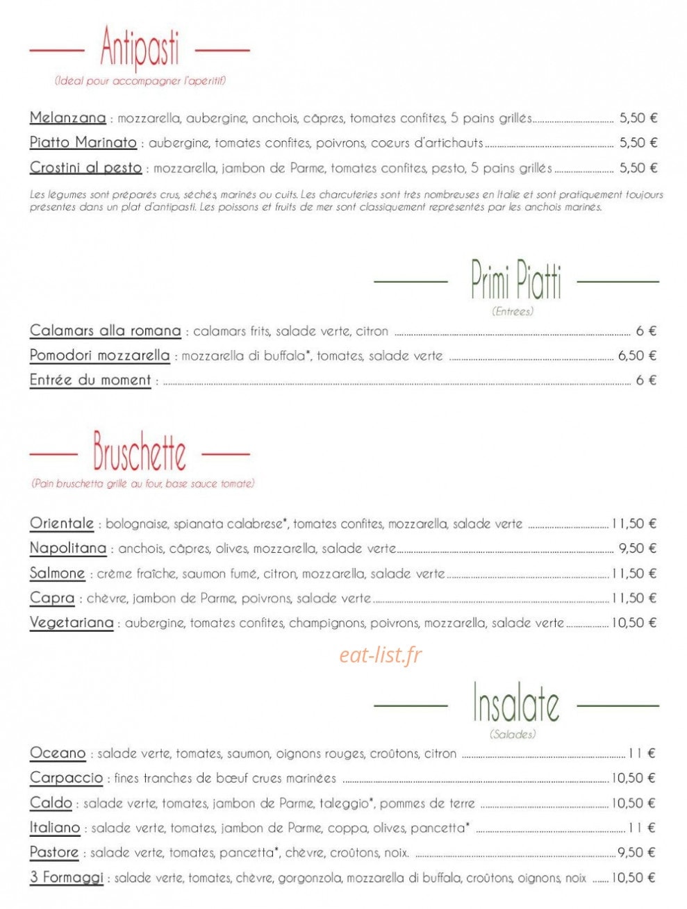 Chez Mipa — carte page 1