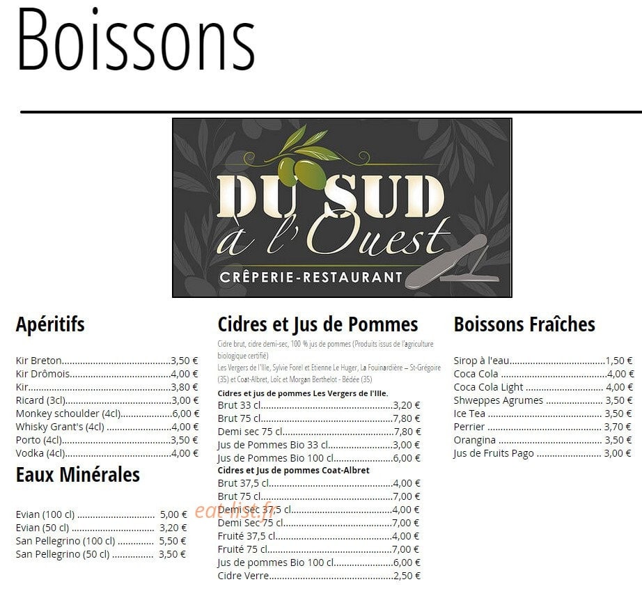 Du Sud à l'Ouest — carte page 10
