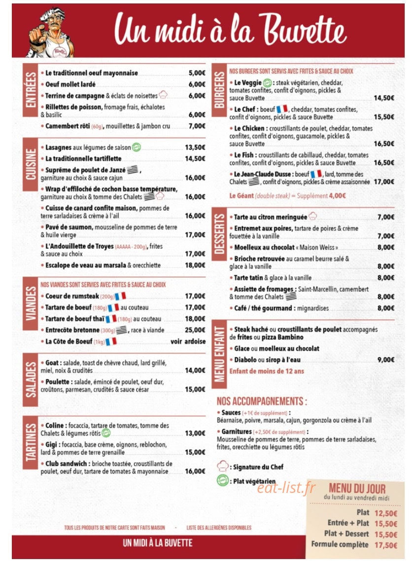 La Buvette du pont — carte page 1
