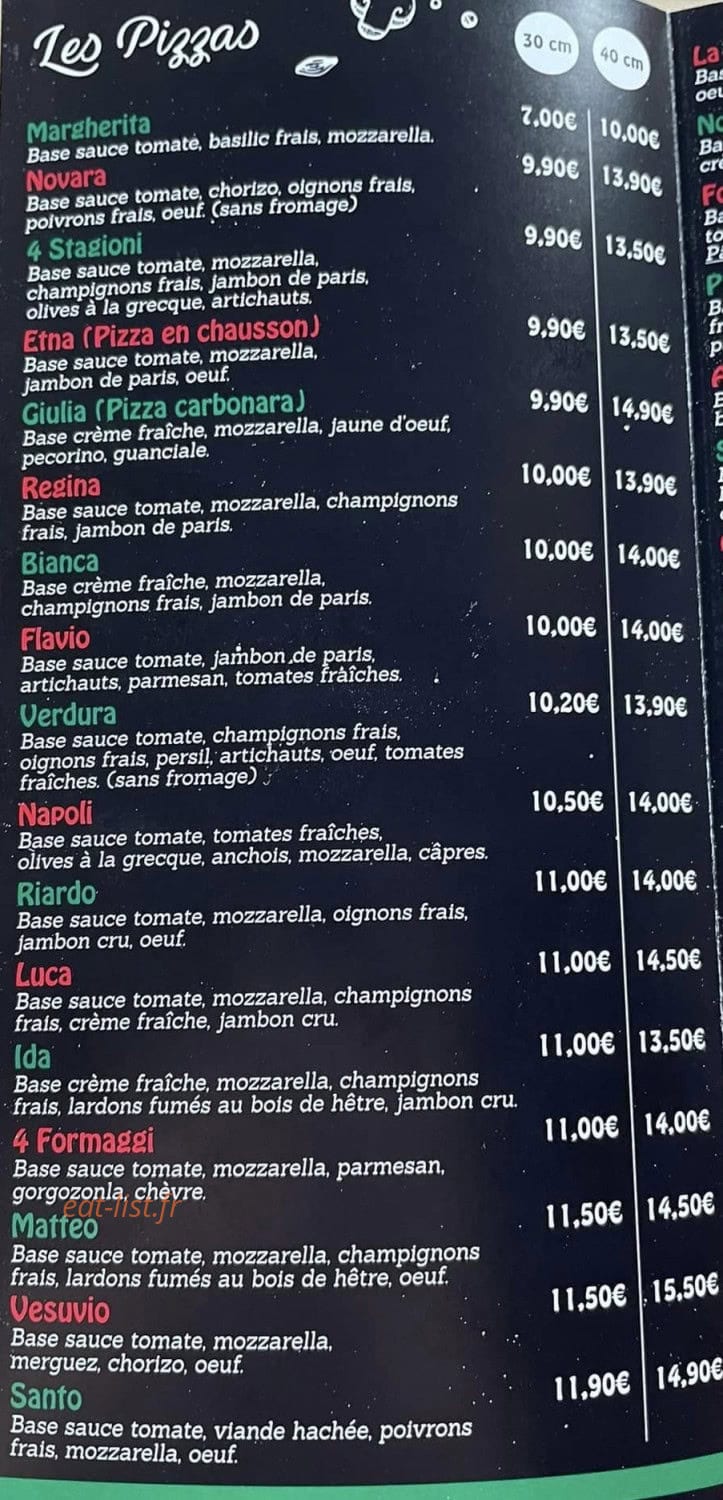 Pizzeria Casamia — carte page 1