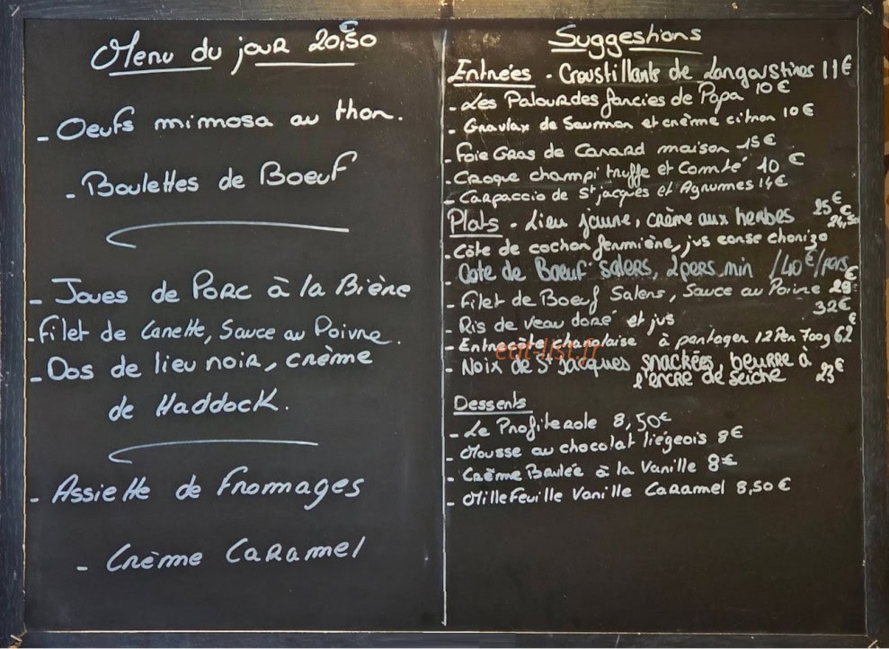 Cocorico le bistrot — carte page 1