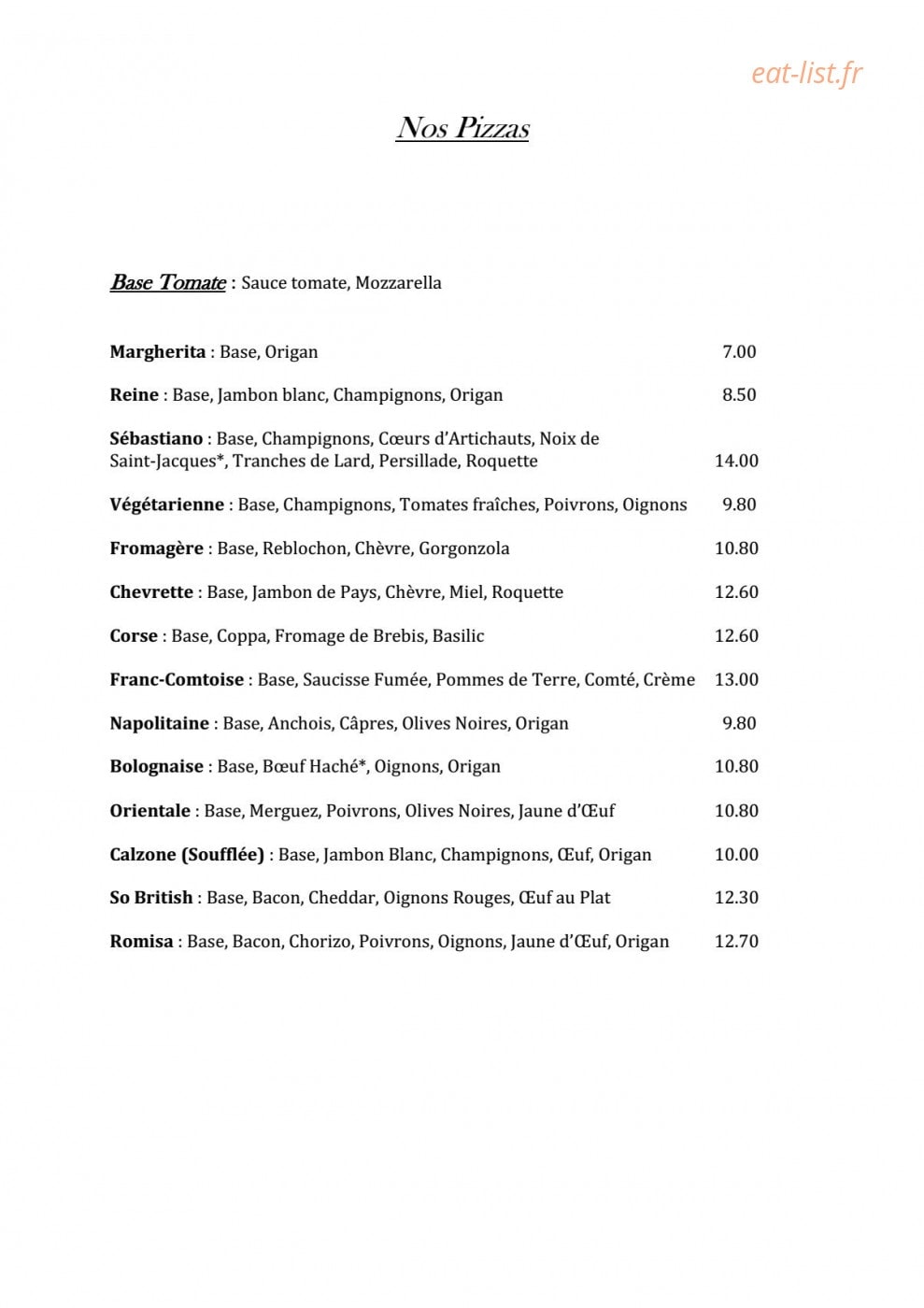 Le Sebastiano — carte page 3