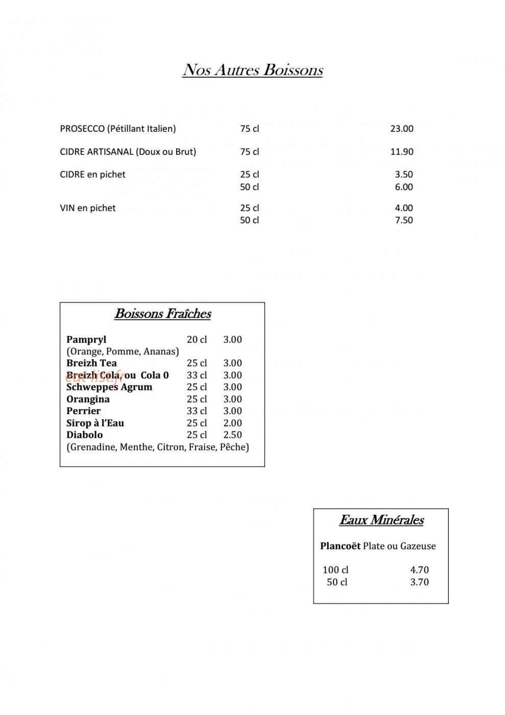 Le Sebastiano — carte page 2