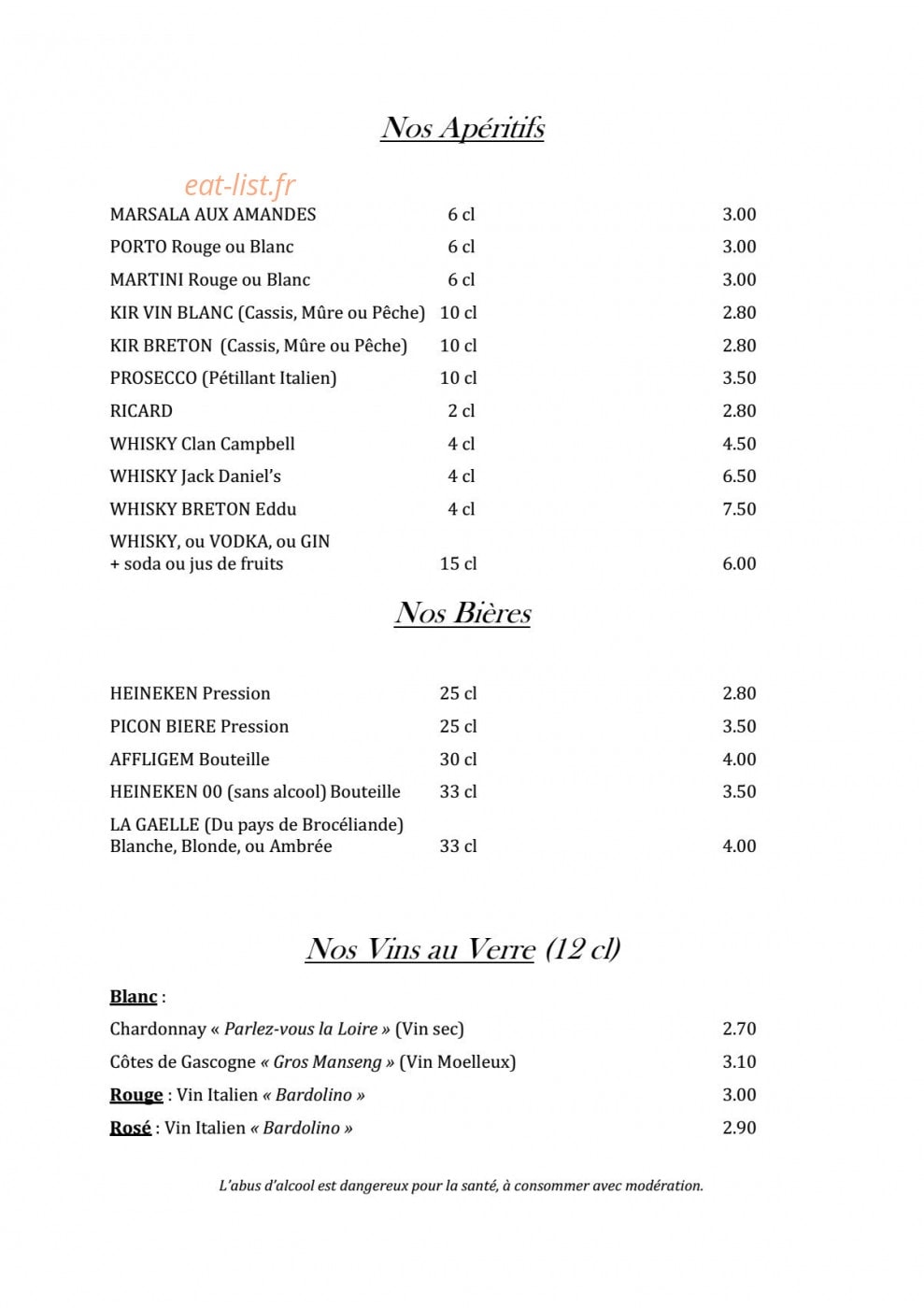 Le Sebastiano — carte page 1