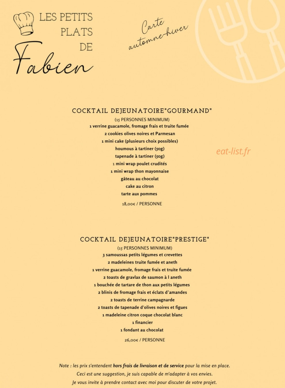 Les petits plats de Fabien — carte page 6