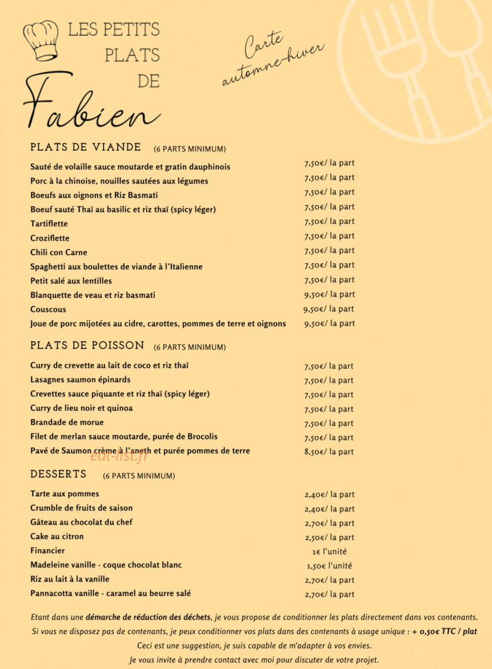 Les petits plats de Fabien — carte page 4