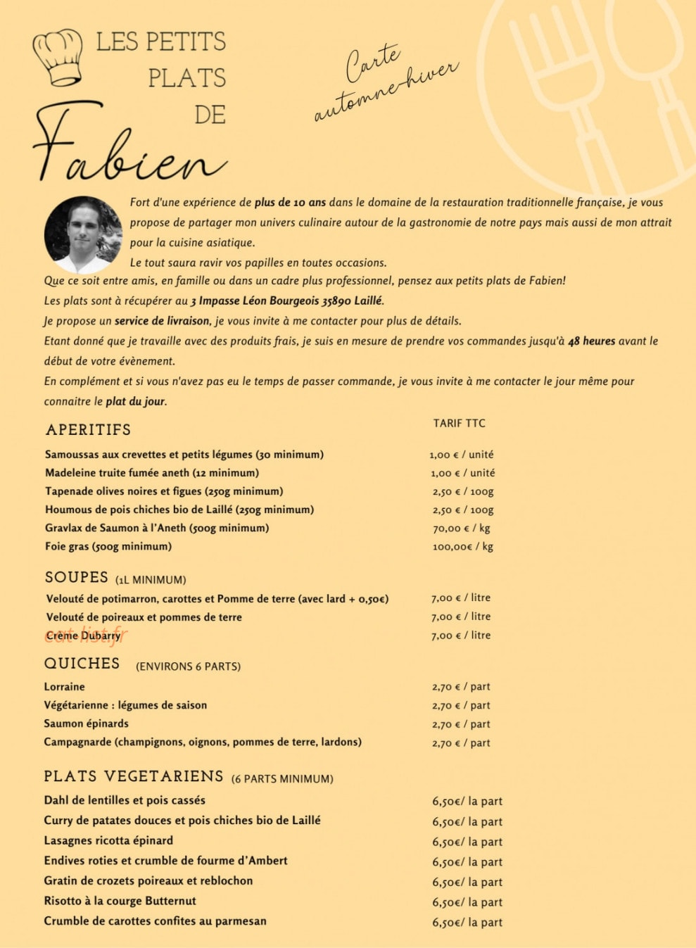 Les petits plats de Fabien — carte page 3