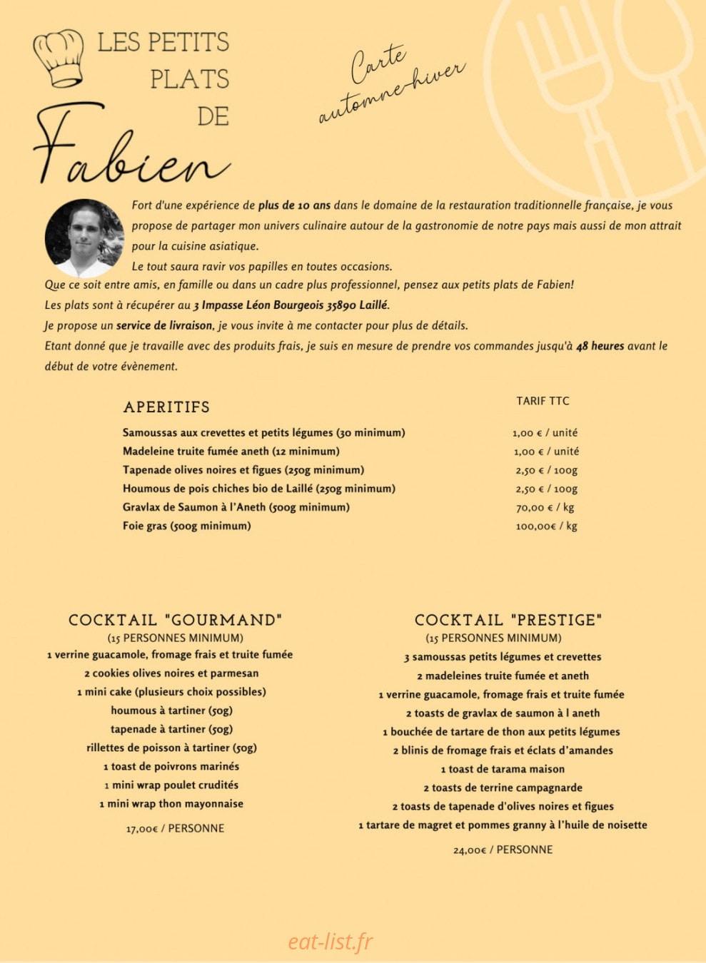 Les petits plats de Fabien — carte page 5