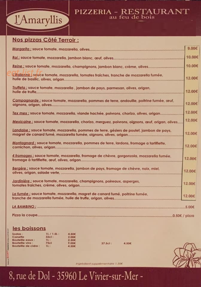 L'Amaryllis — carte page 2
