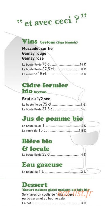 Carte et menu de La Dégustation Tonneau à Le Vivier sur Mer — Boissons et desserts